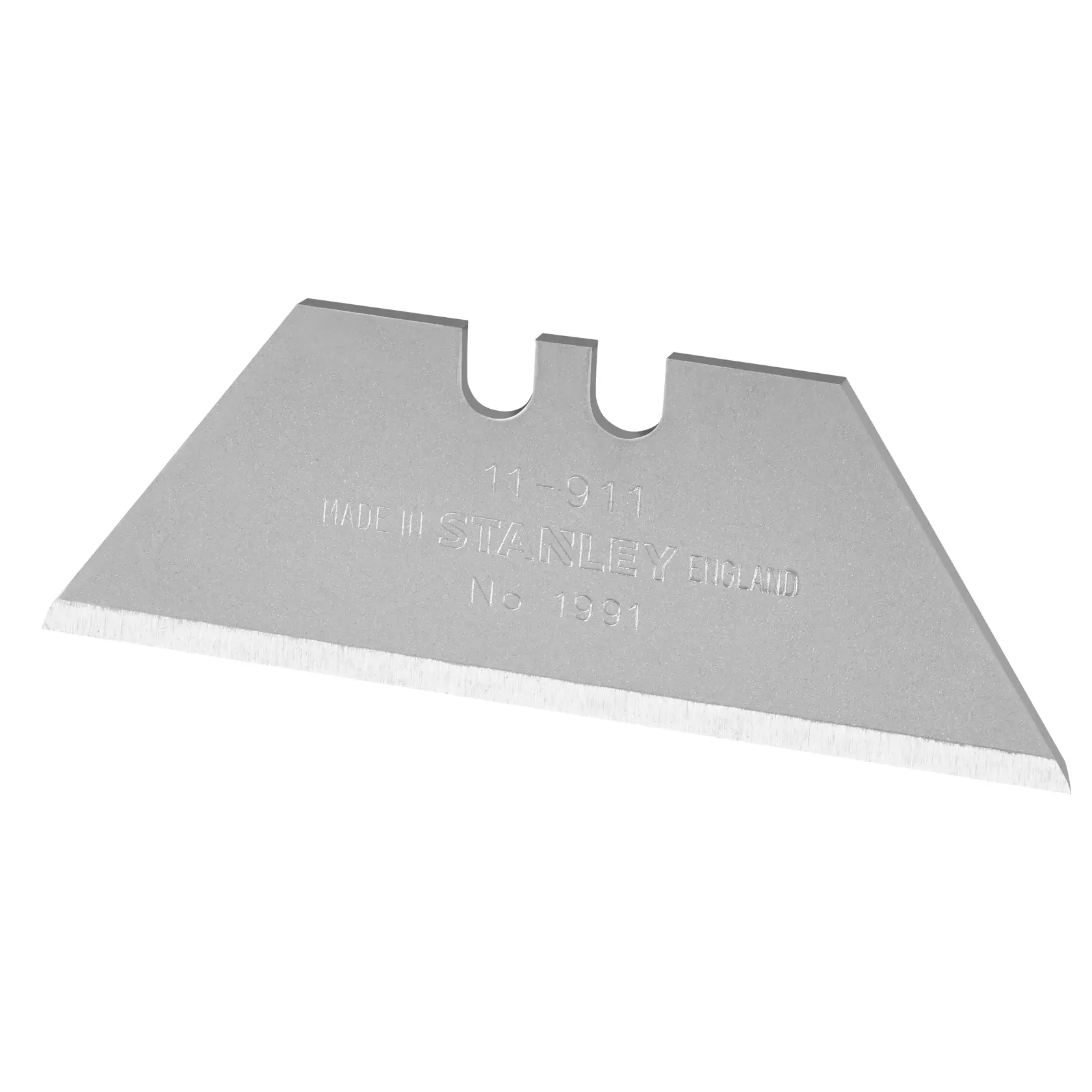 Photo de la lame de cutter STANLEY 0-11-911, couleur argent, lame unique sur fond blanc.