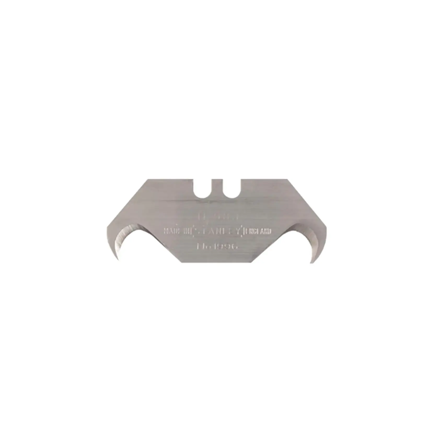 STANLEY 0-11-983 utility hook blade, silver finish, front angle on white background.
