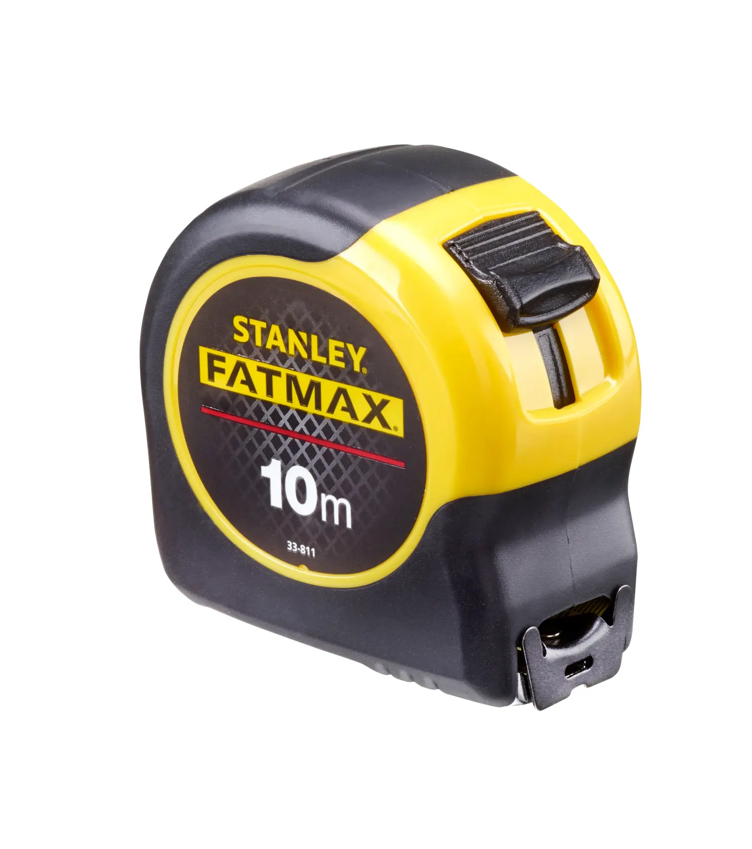 Mètre ruban Stanley Fatmax, 10 mètres, boîtier noir et jaune, modèle 0-33-811.