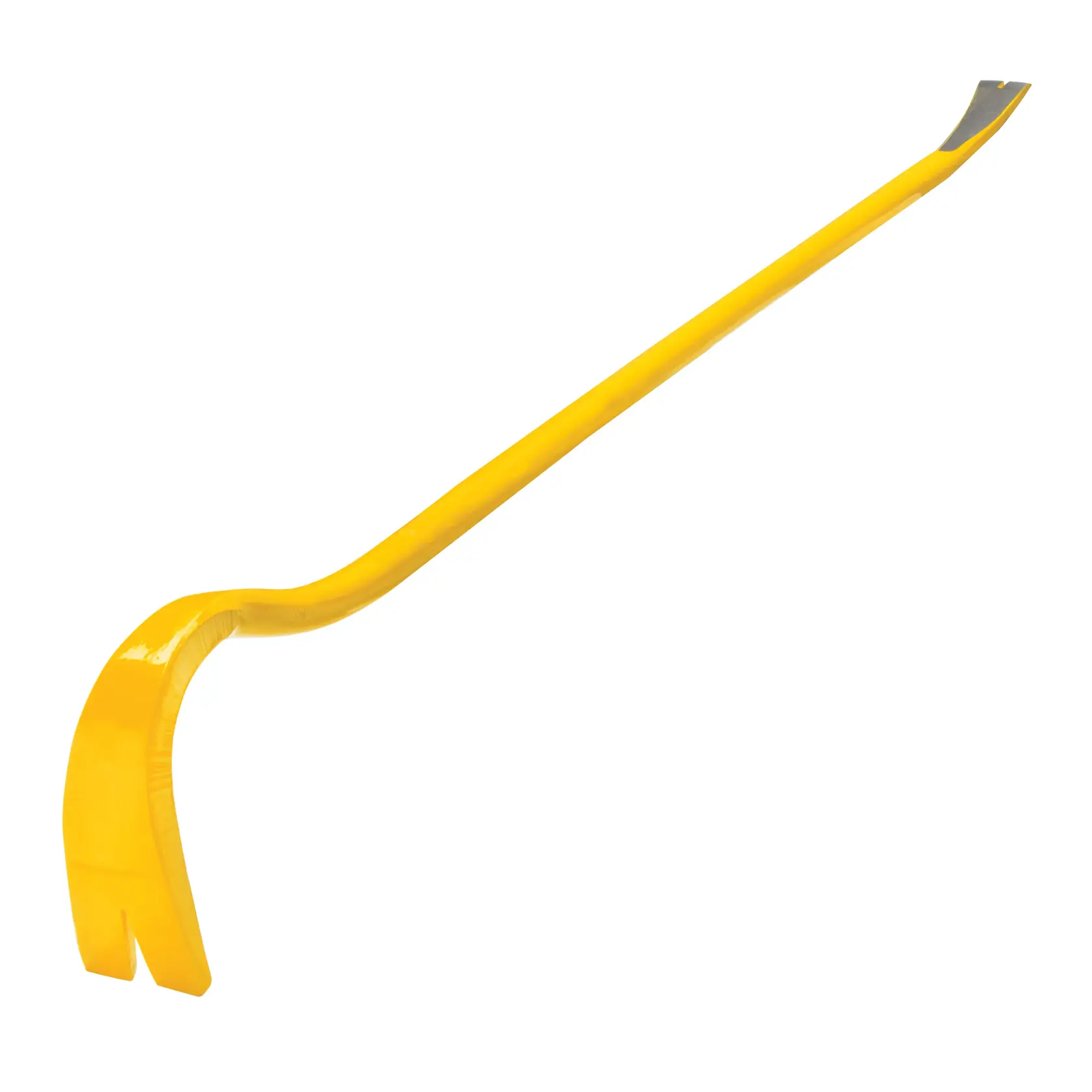 STANLEY 1-55-521 pied-de-biche jaune avec extrémités inclinées, vue latérale sur fond blanc.