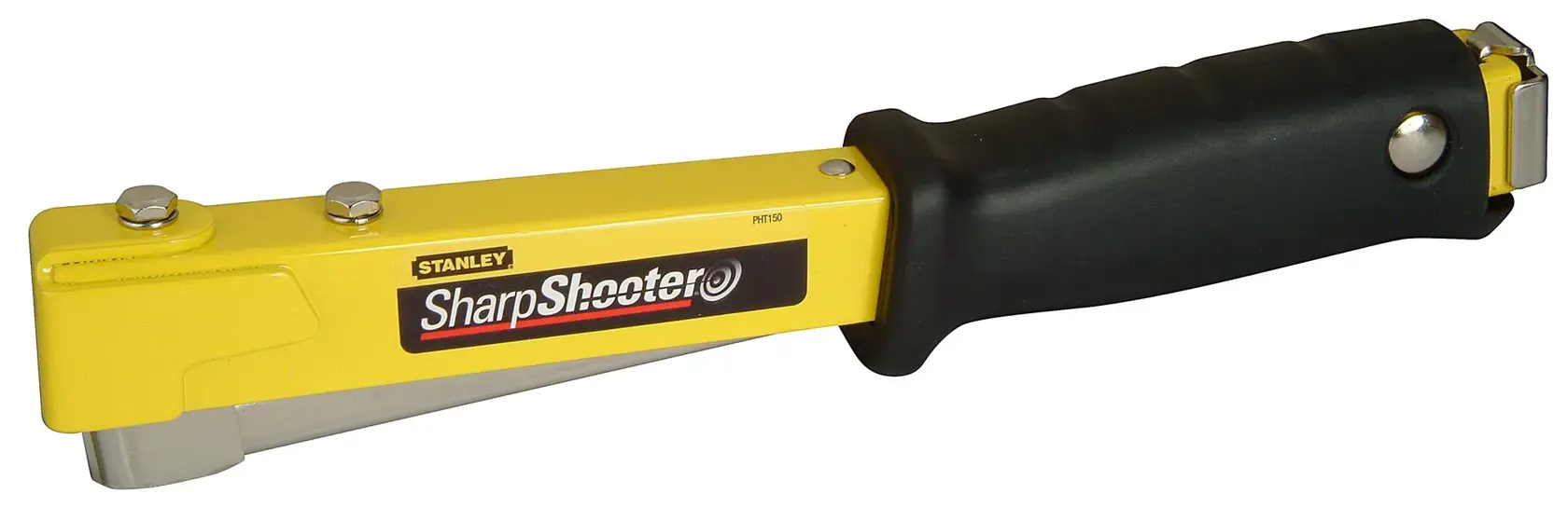 Stanley SharpShooter Tacker mit gelbem Gehäuse und schwarzem Griff für schwere Befestigungsarbeiten.