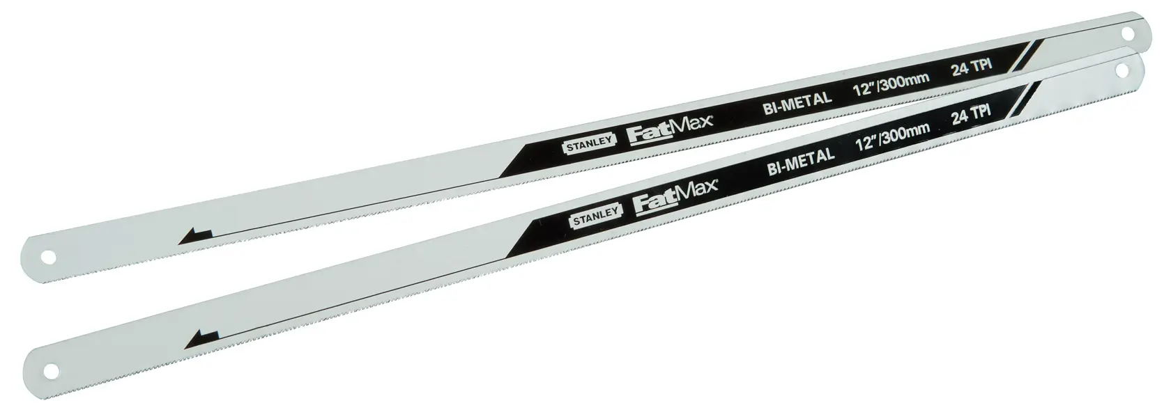 STANLEY FMHT0-20195 lames de scie à métaux bimétal, 12 pouces, 24 TPI, vue latérale sur fond blanc.