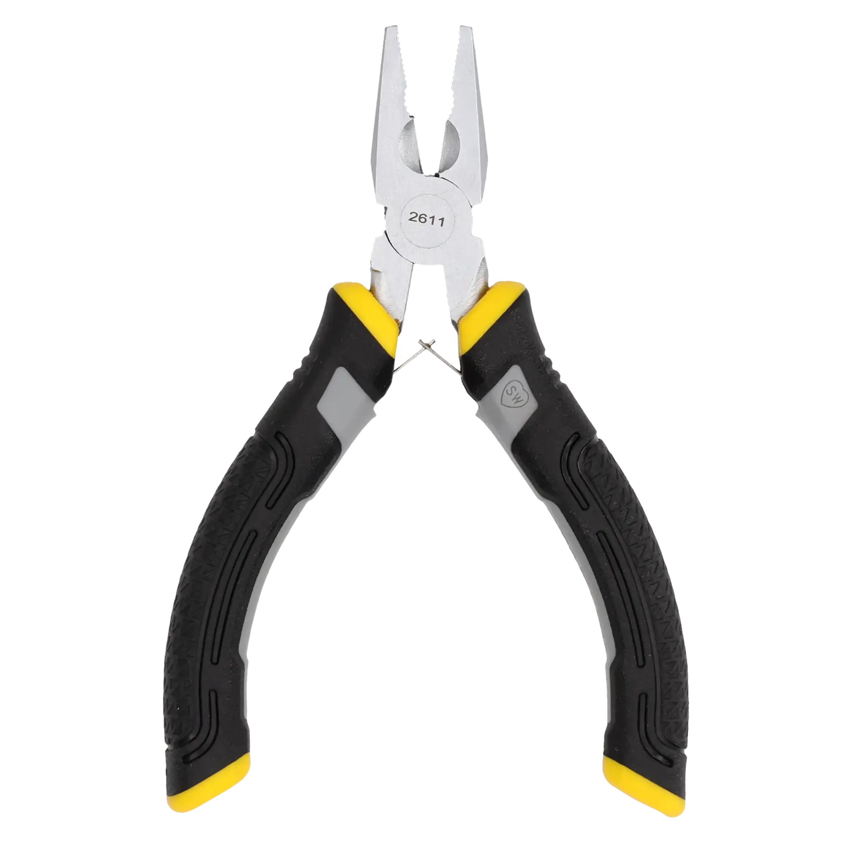 Pince STANLEY FMHT0-80516 avec poignées noires et jaunes, vue de face sur fond blanc.