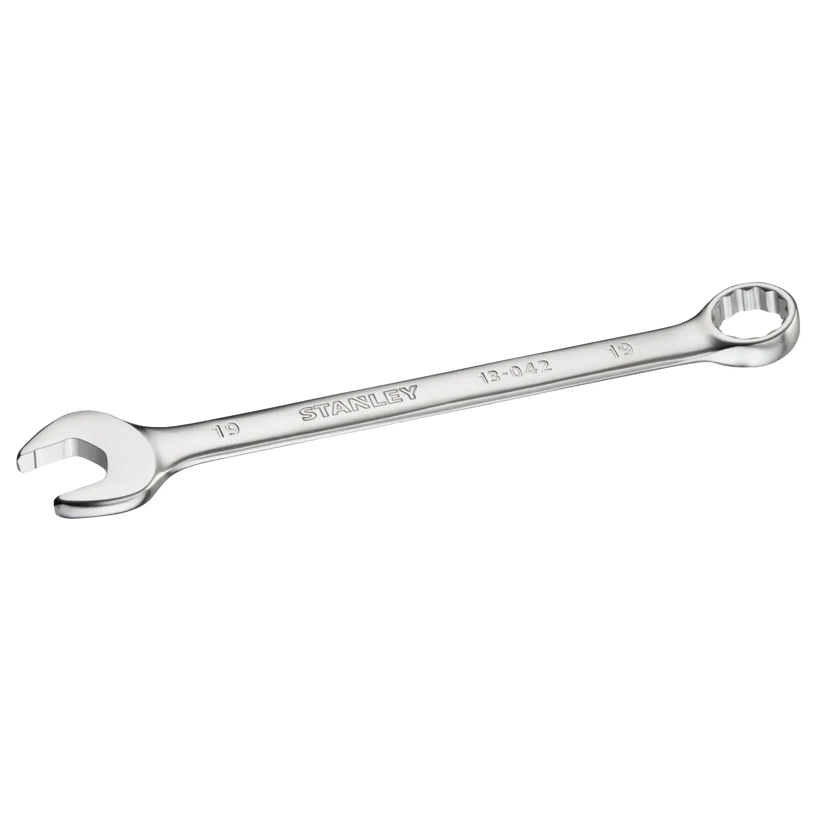 Photo of STANLEY FMMT13042-0 combination wrench, chrome finish, white background, tool category.
