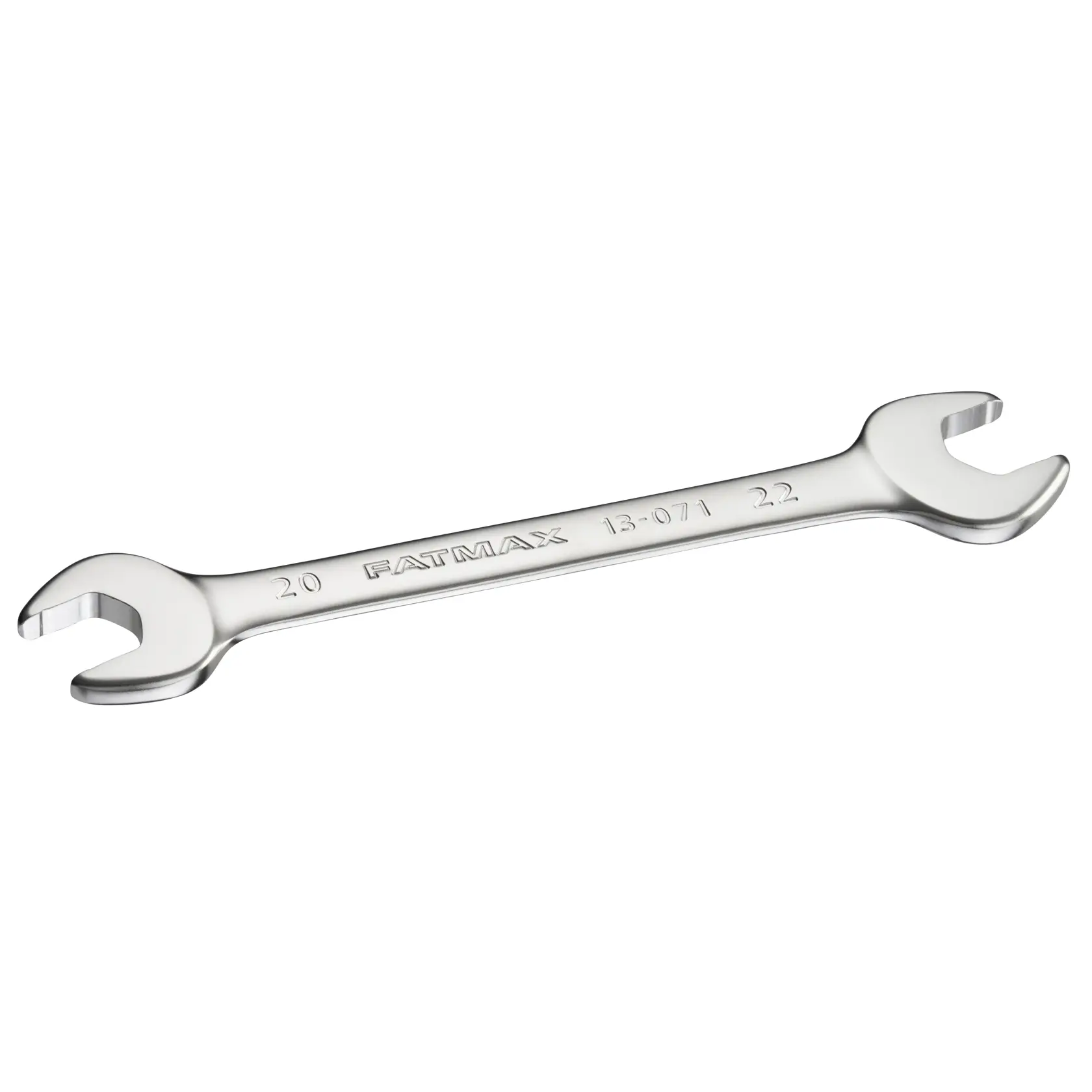 Clé à fourche STANLEY FMMT13071-0, argentée, double tête, vue latérale inclinée, outil à main.