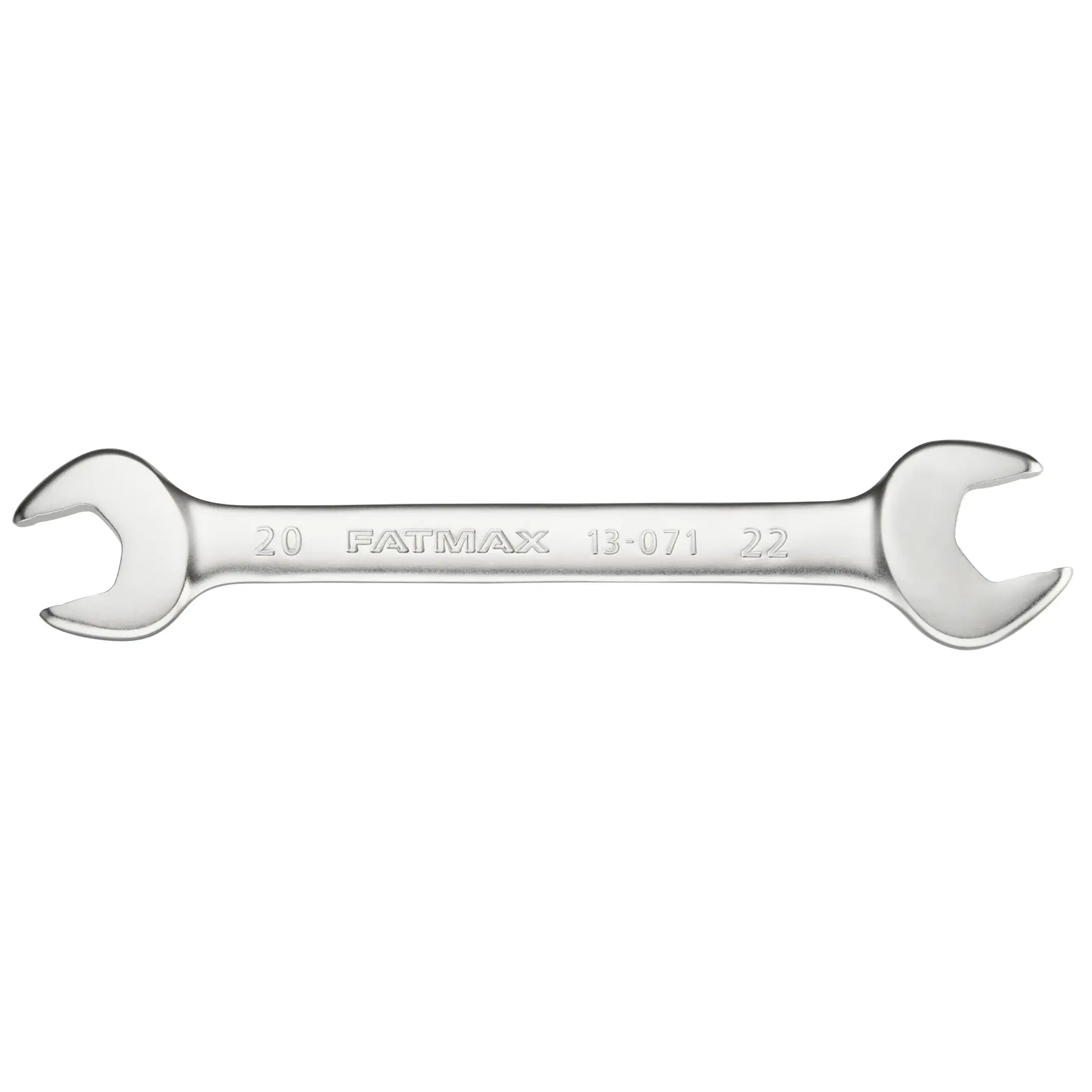 Chiave a forchetta STANLEY FMMT13071-0 argento, doppia misura 20 e 22 mm, vista dall’alto su sfondo bianco.