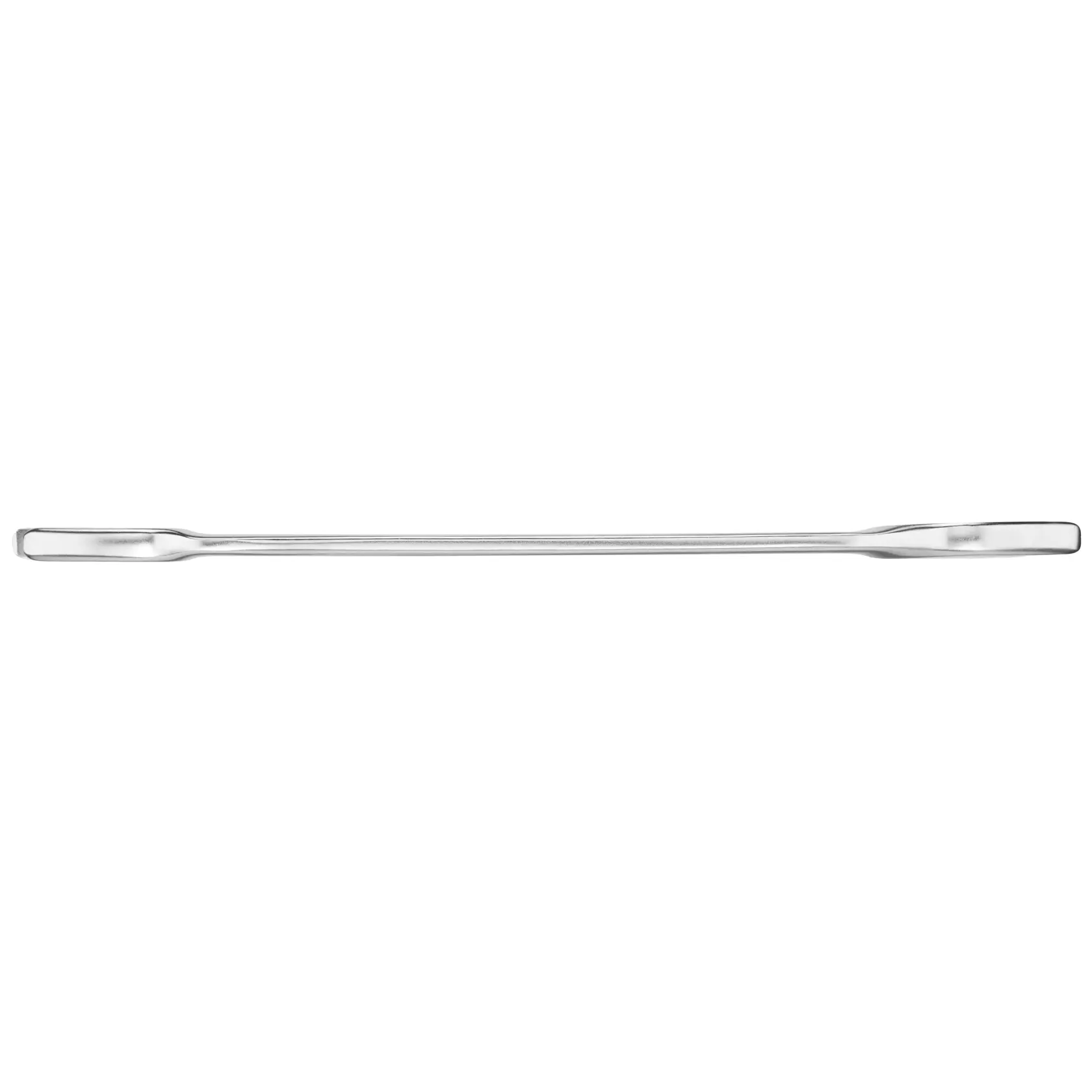 STANLEY FMMT13073-0 piede di porco piatto cromato, vista frontale, finitura metallica argento.