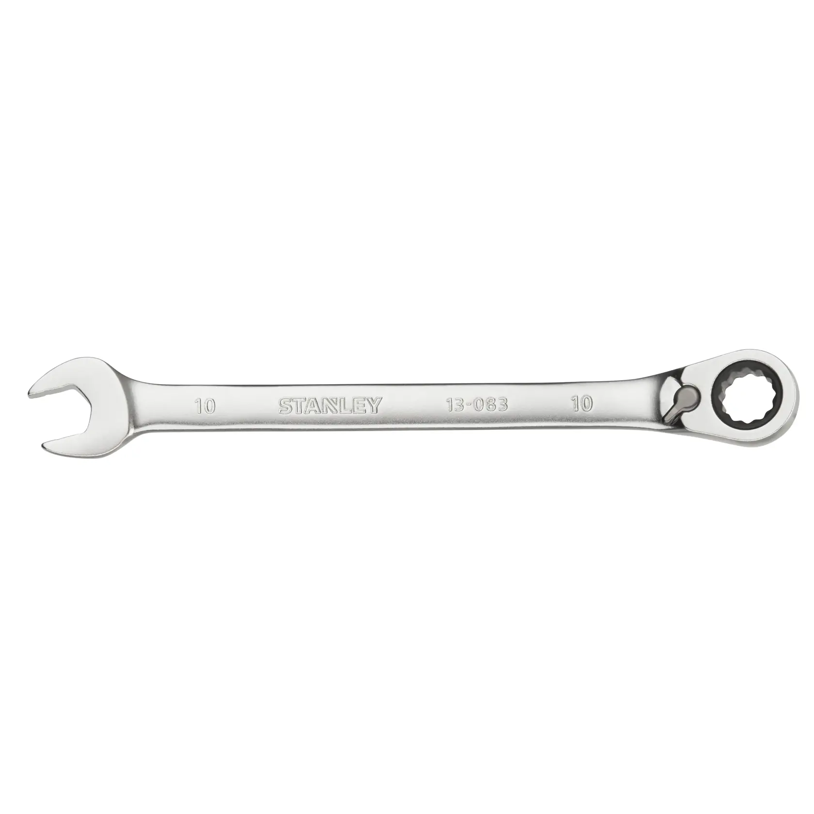 STANLEY FMMT13083-0 piede di porco con finitura cromata, vista laterale, estremità curve e fusto piatto.