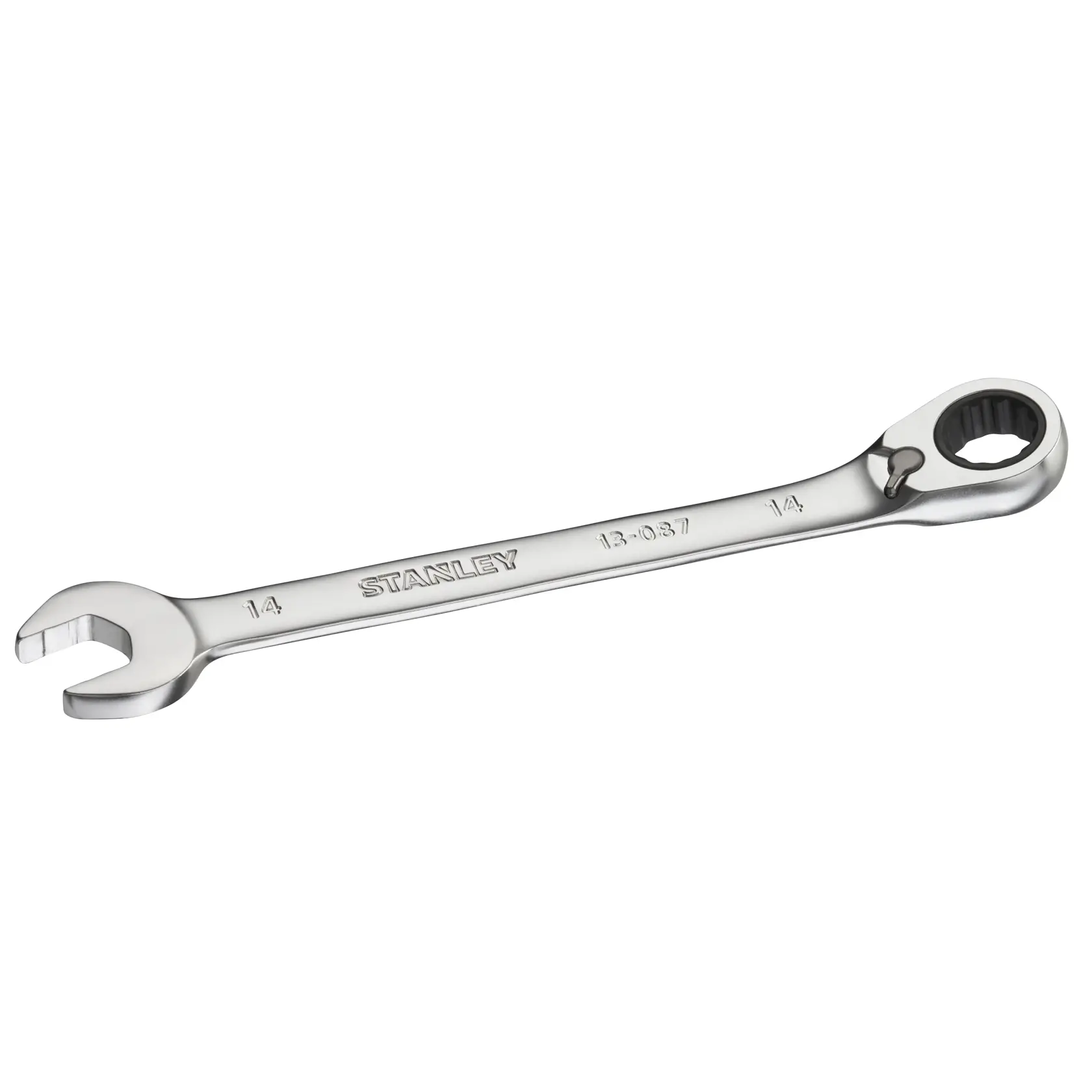 Chiave combinata a cricchetto STANLEY FMMT13087-0, 14 mm, metallica, vista laterale su sfondo bianco.