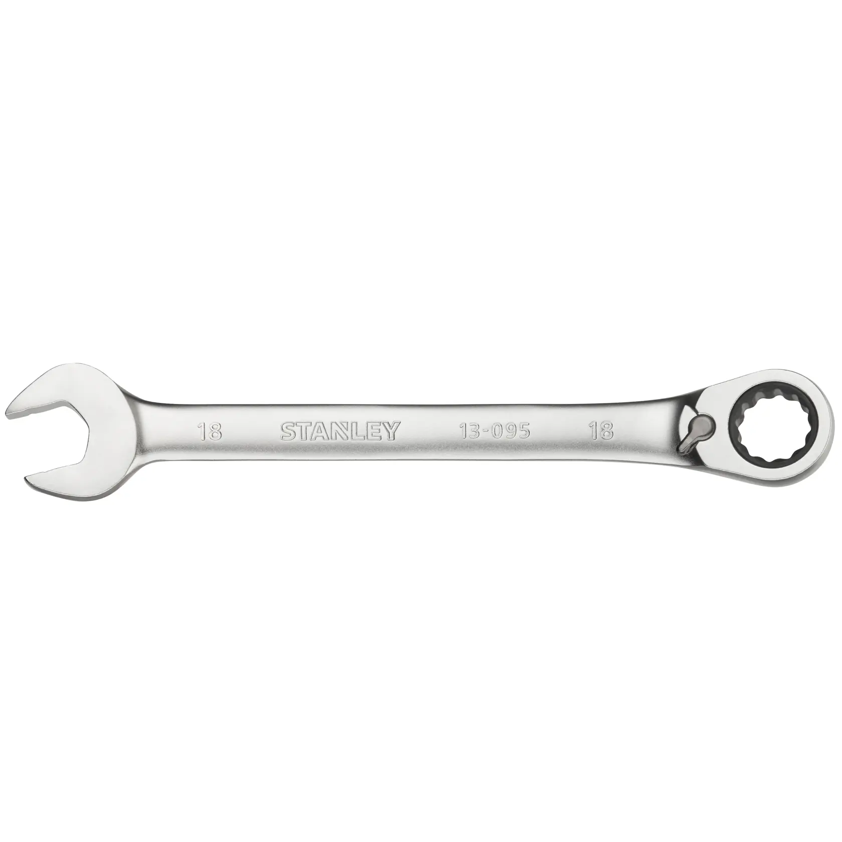 Chiave combinata a cricchetto STANLEY FMMT13095-0 argento, angolo laterale, categoria utensili.