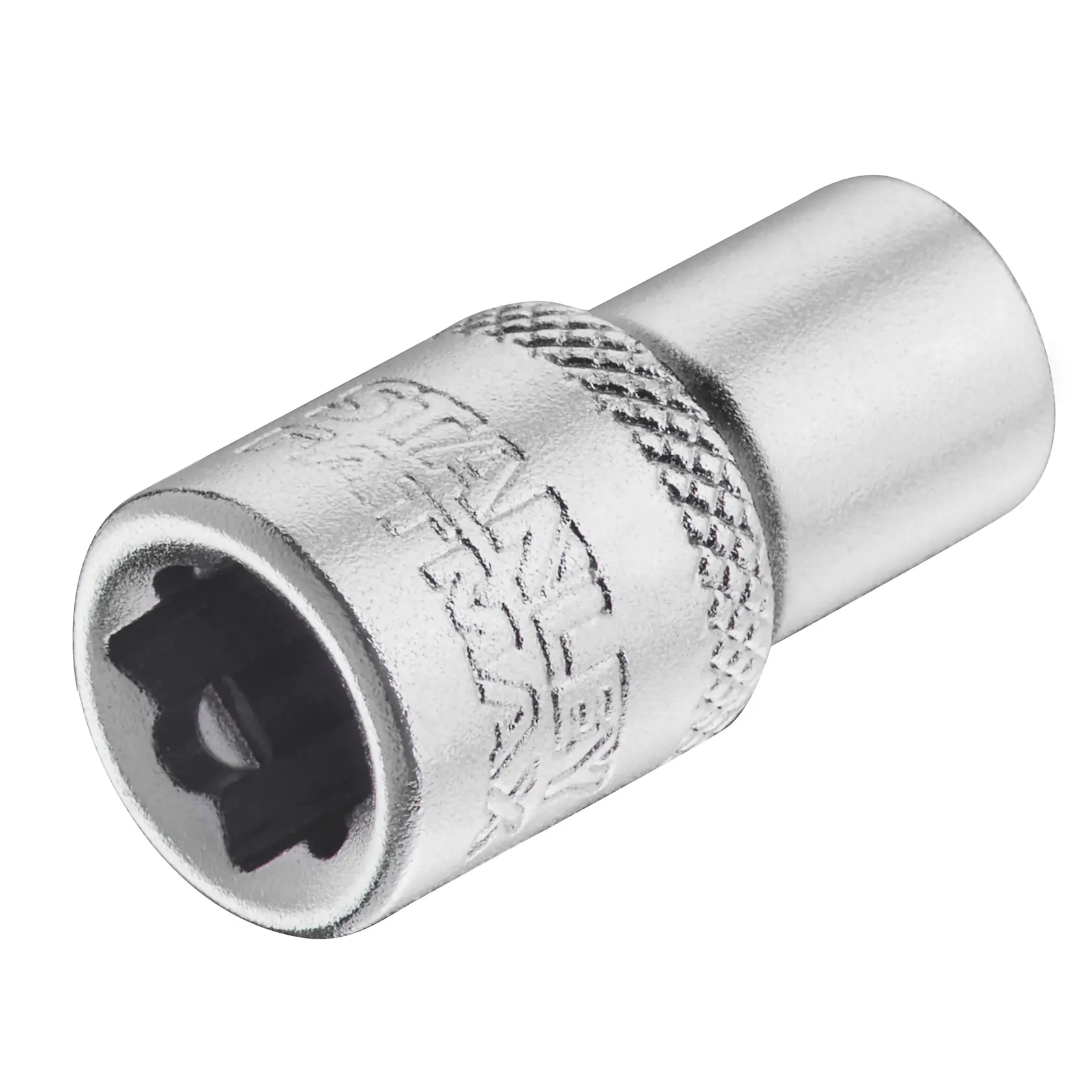 STANLEY FMMT17191-0 socket, silver finish, close-up angle, knurled grip and black inner slot.