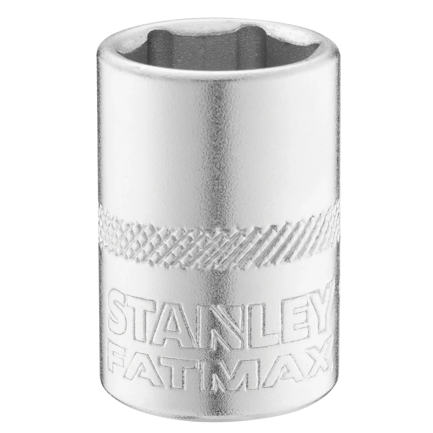 STANLEY FMMT17197-0 douille chromée avec prise moletée, gros plan sur fond blanc.