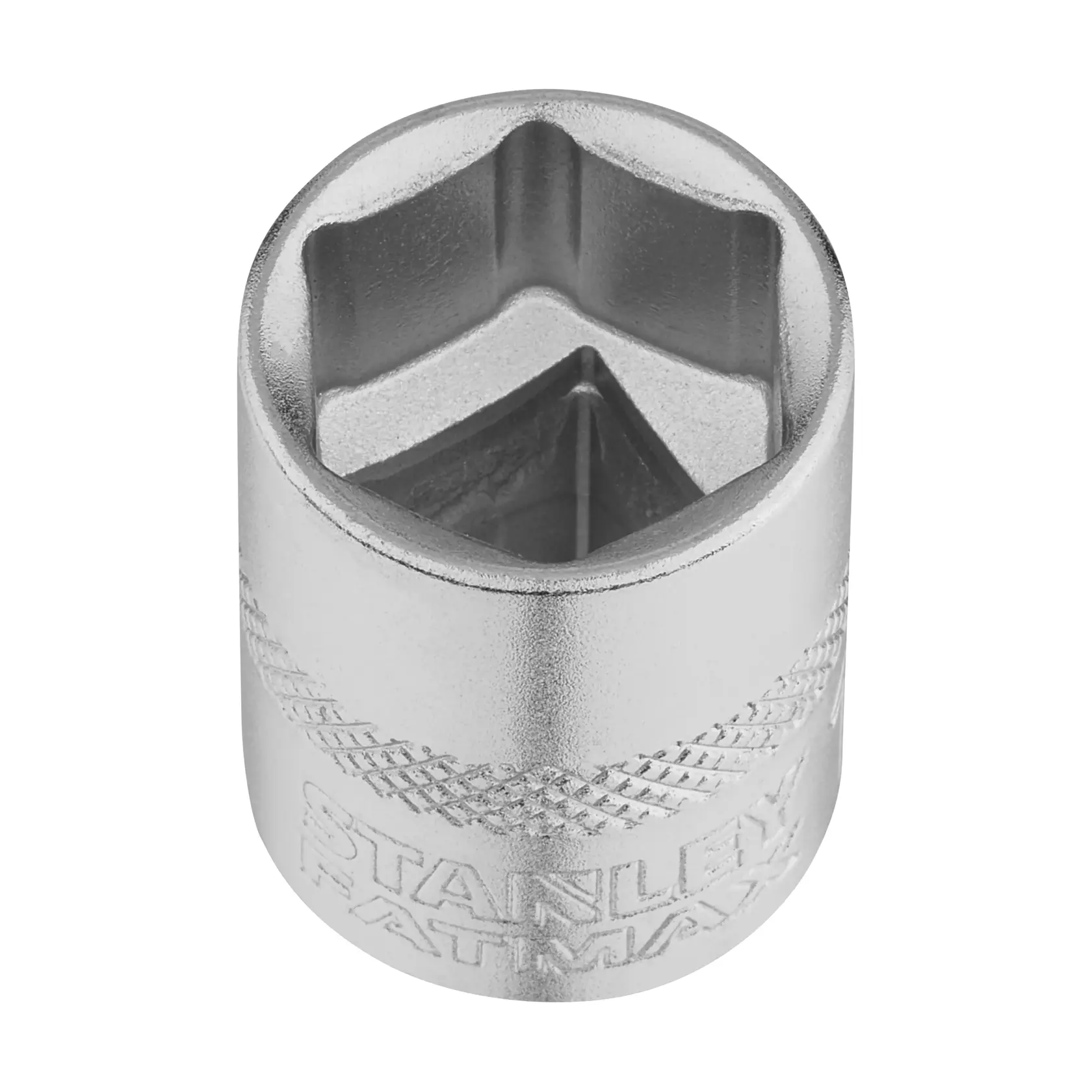 STANLEY FMMT17215-0 douille chromée hexagonale, vue rapprochée, fond blanc, accessoire d’outil à main.