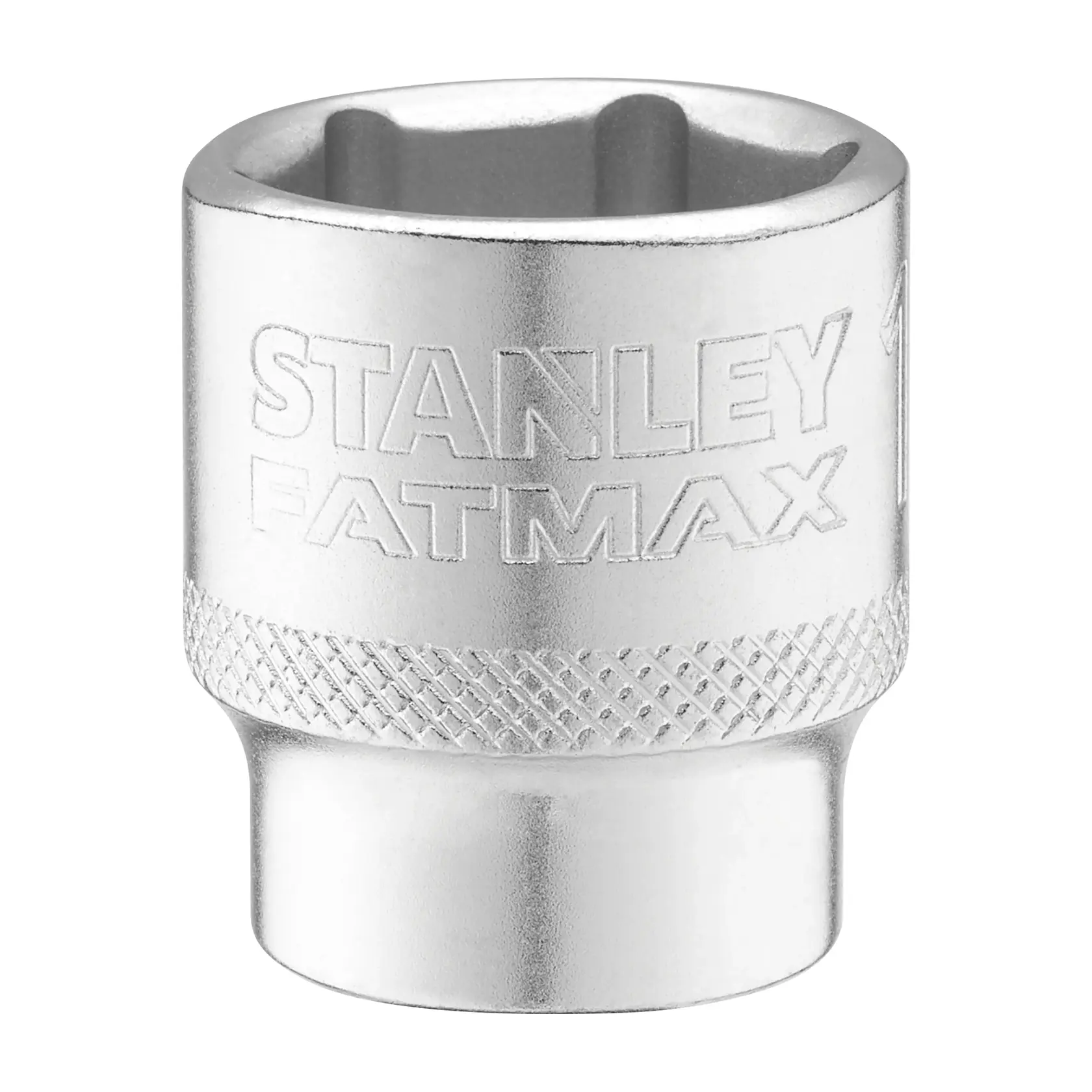 STANLEY FMMT17219-0 douille chromée, prise moletée, angle avant, accessoire pour outil à main.