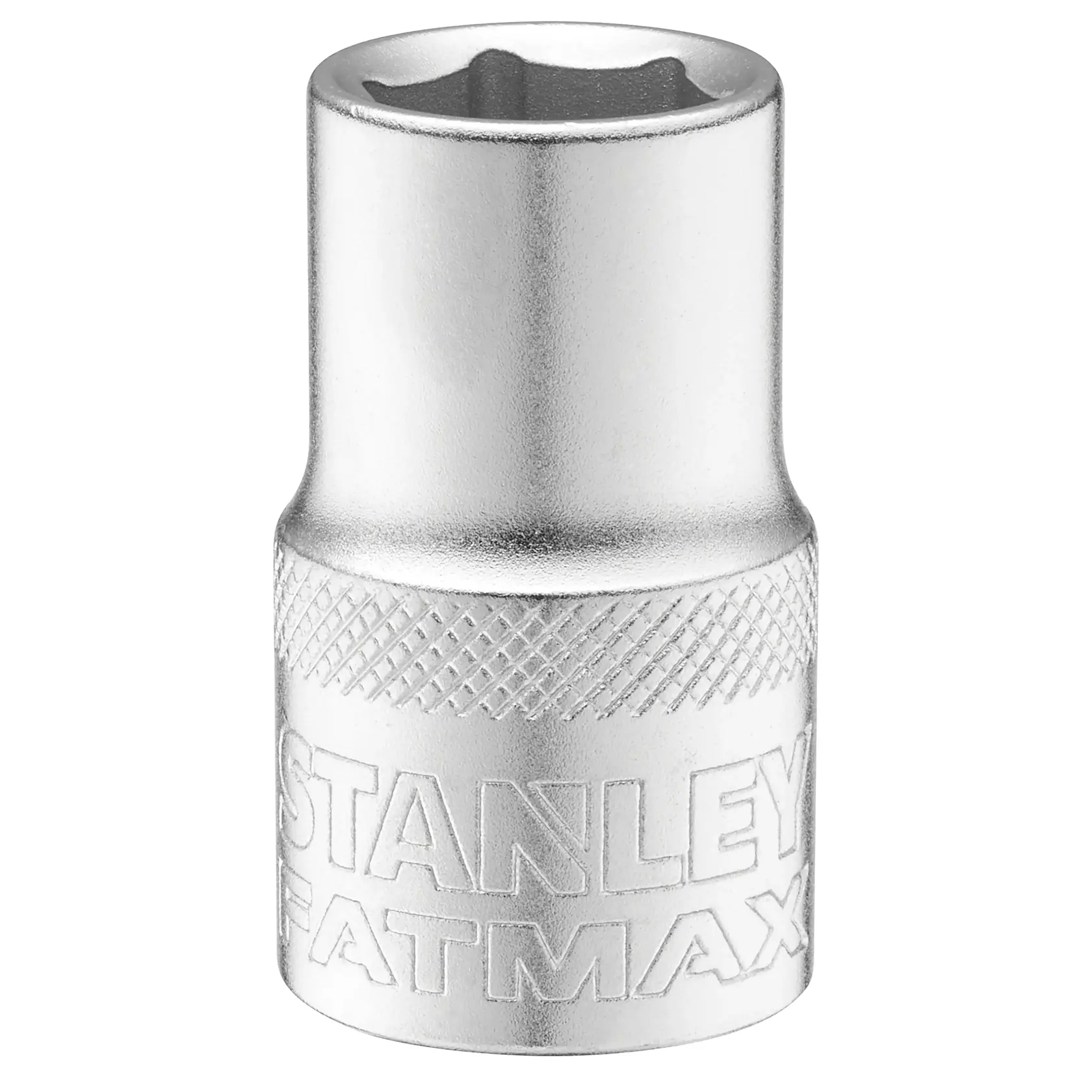 STANLEY FMMT17232-0 douille chromée, prise moletée, vue de face sur fond blanc.