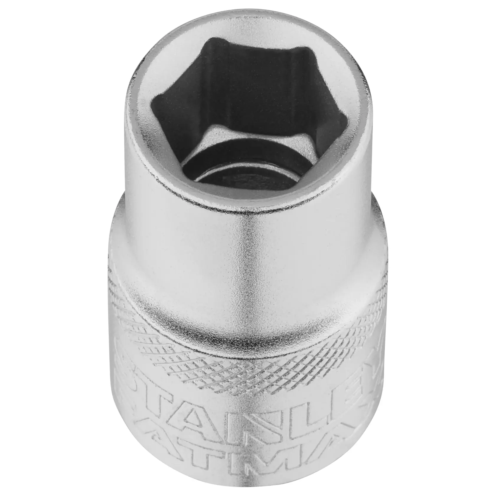 STANLEY FMMT17232-0 bussola esagonale argentata vista frontale su sfondo bianco, accessorio per utensile.