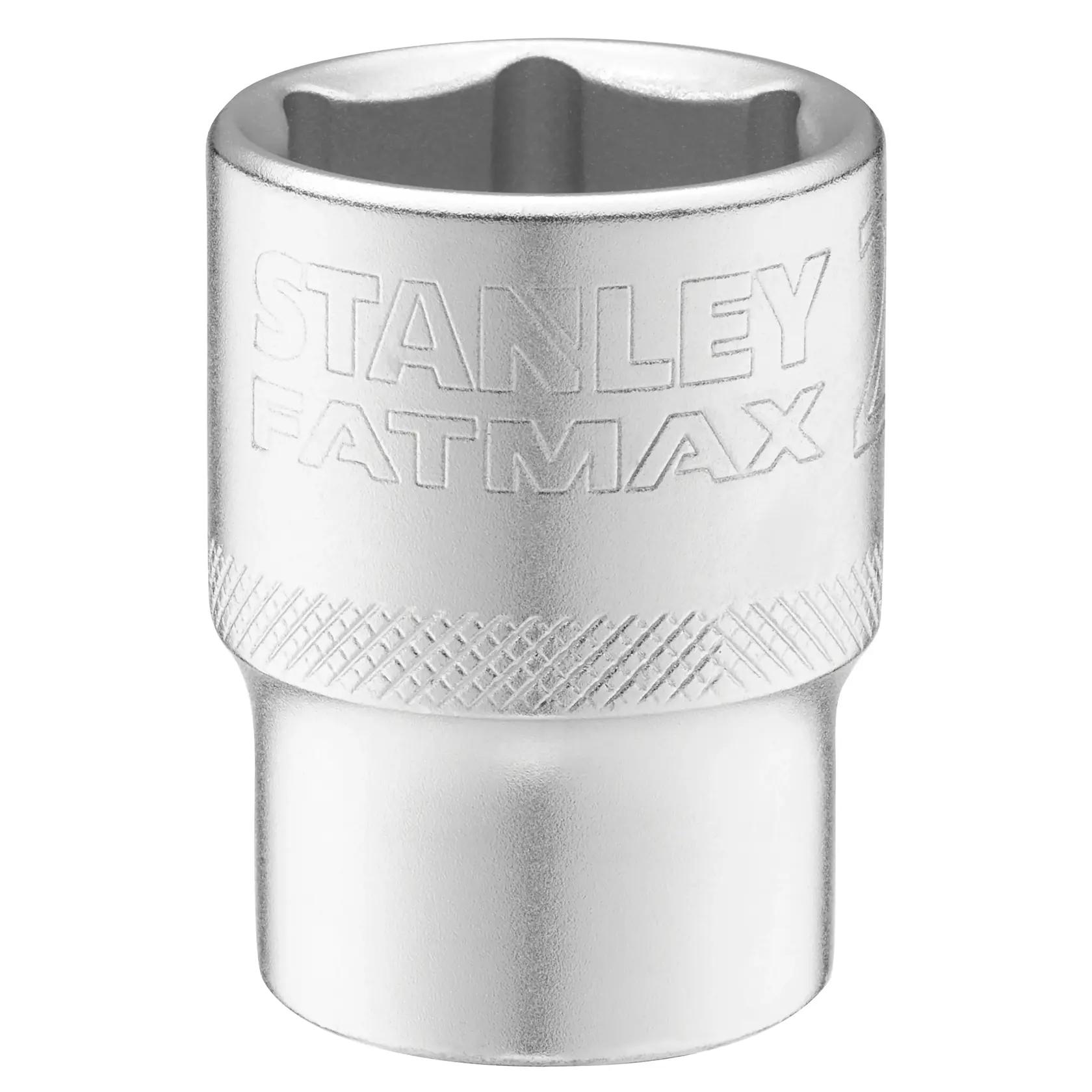 STANLEY FMMT17241-0 socket, silver finish, hex design, product photo on white background.
