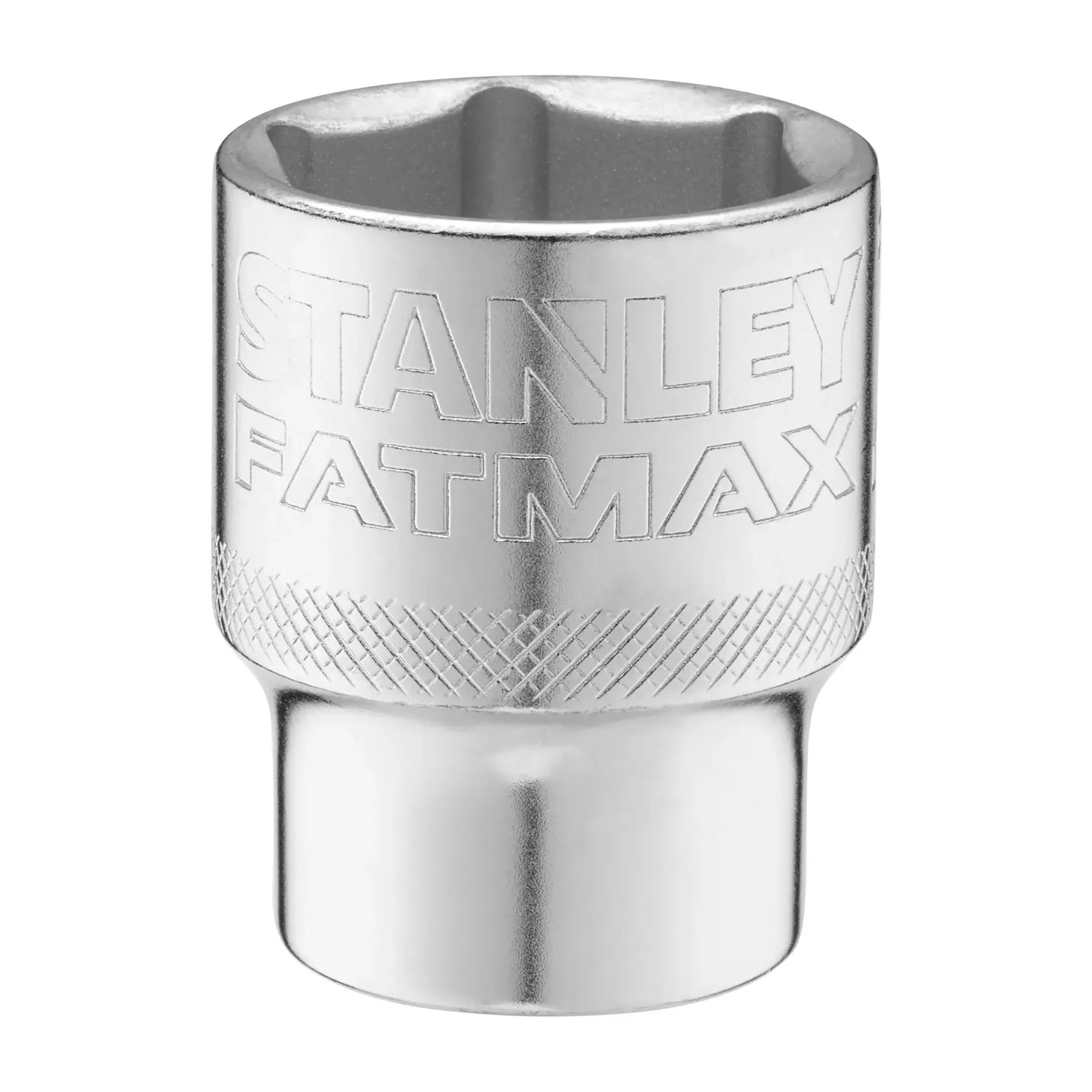 STANLEY FMMT17243-0 douille chromée, prise moletée, logo FATMAX, vue de face sur fond blanc.