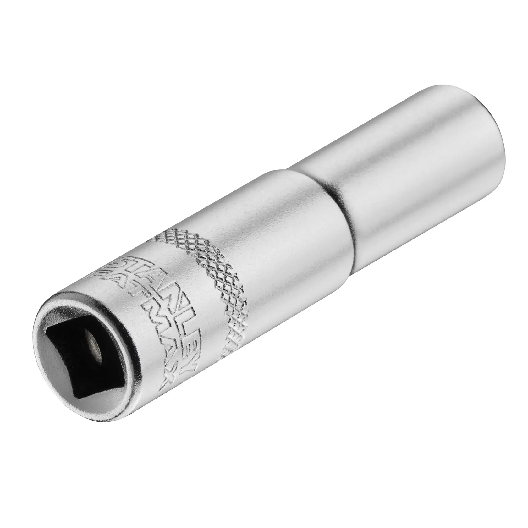 STANLEY FMMT17337-0 barre d’extension chromée avec prise moletée, vue en angle sur fond blanc.