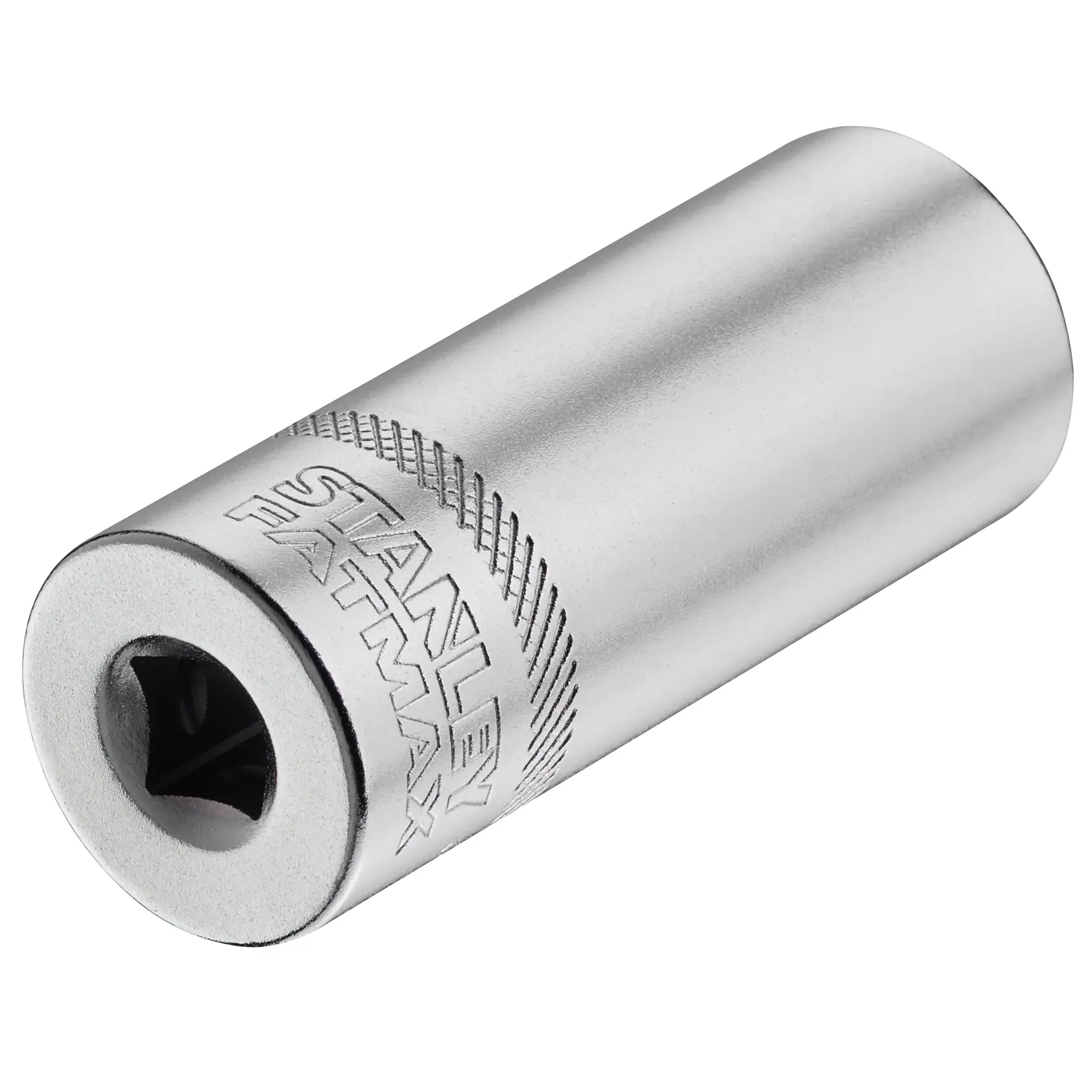 Outil de douille STANLEY FMMT17966-0, métal argenté, marque FATMAX, angle avant, fond blanc.