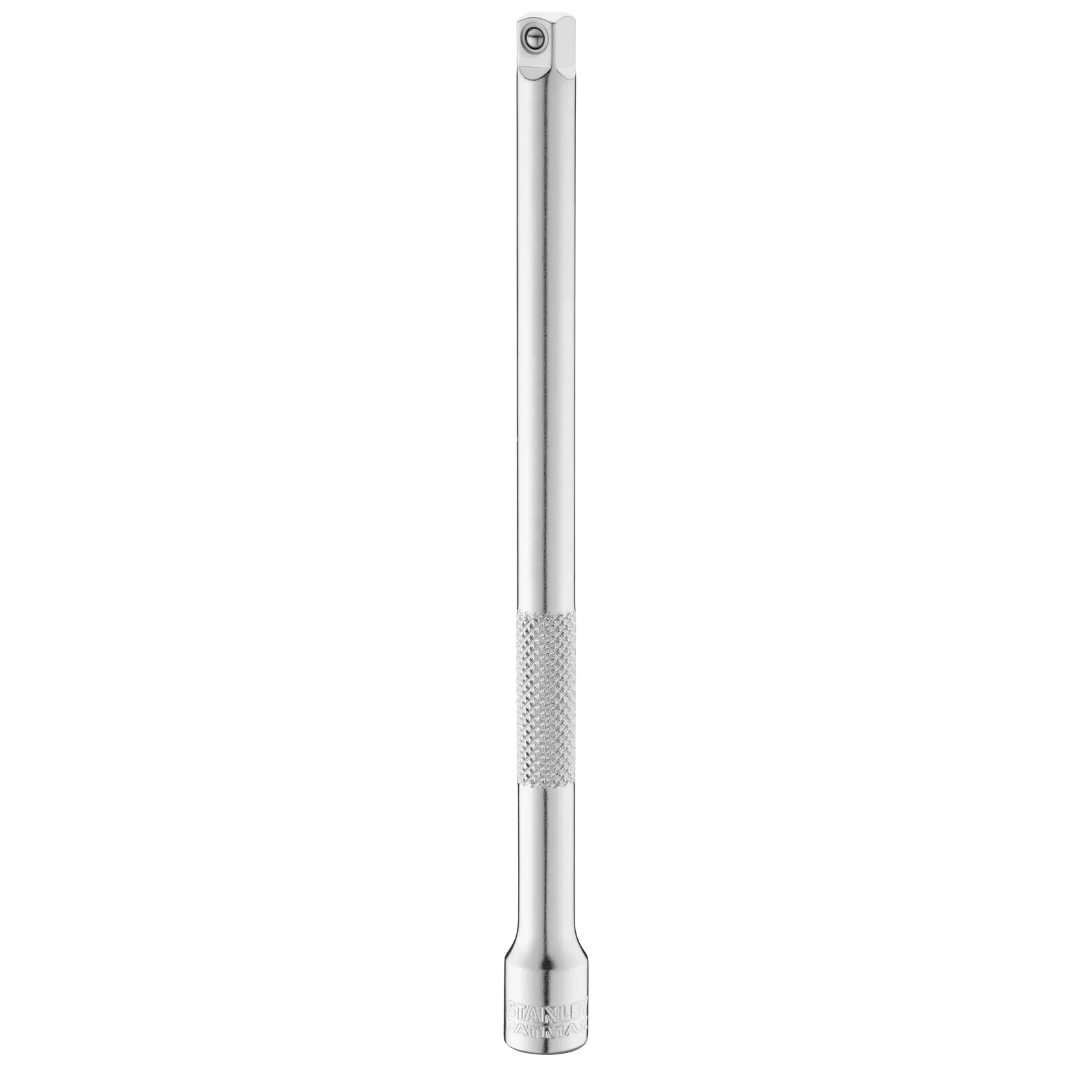 STANLEY FMMT25126-0 barre d’extension chromée, cylindrique avec zone moletée, photographie de produit sur fond blanc.