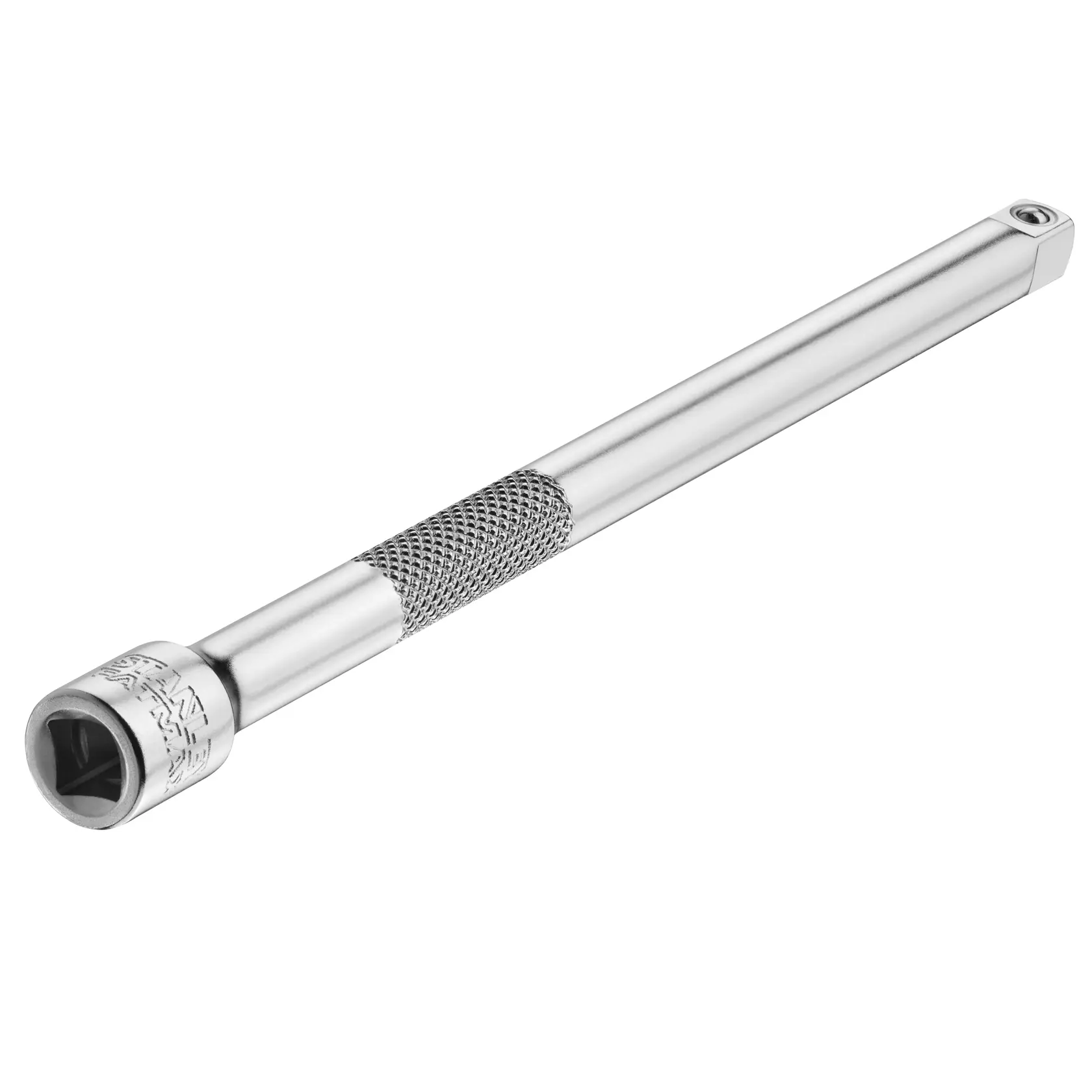 STANLEY FMMT25126-0 barra di forza cromata con impugnatura zigrinata, vista laterale, sfondo bianco.