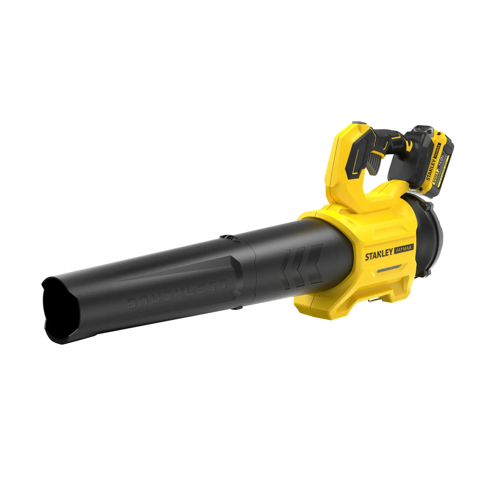 STANLEY SFMCBL730M1 soffiatore di foglie brushless senza fili angolo laterale su sfondo bianco