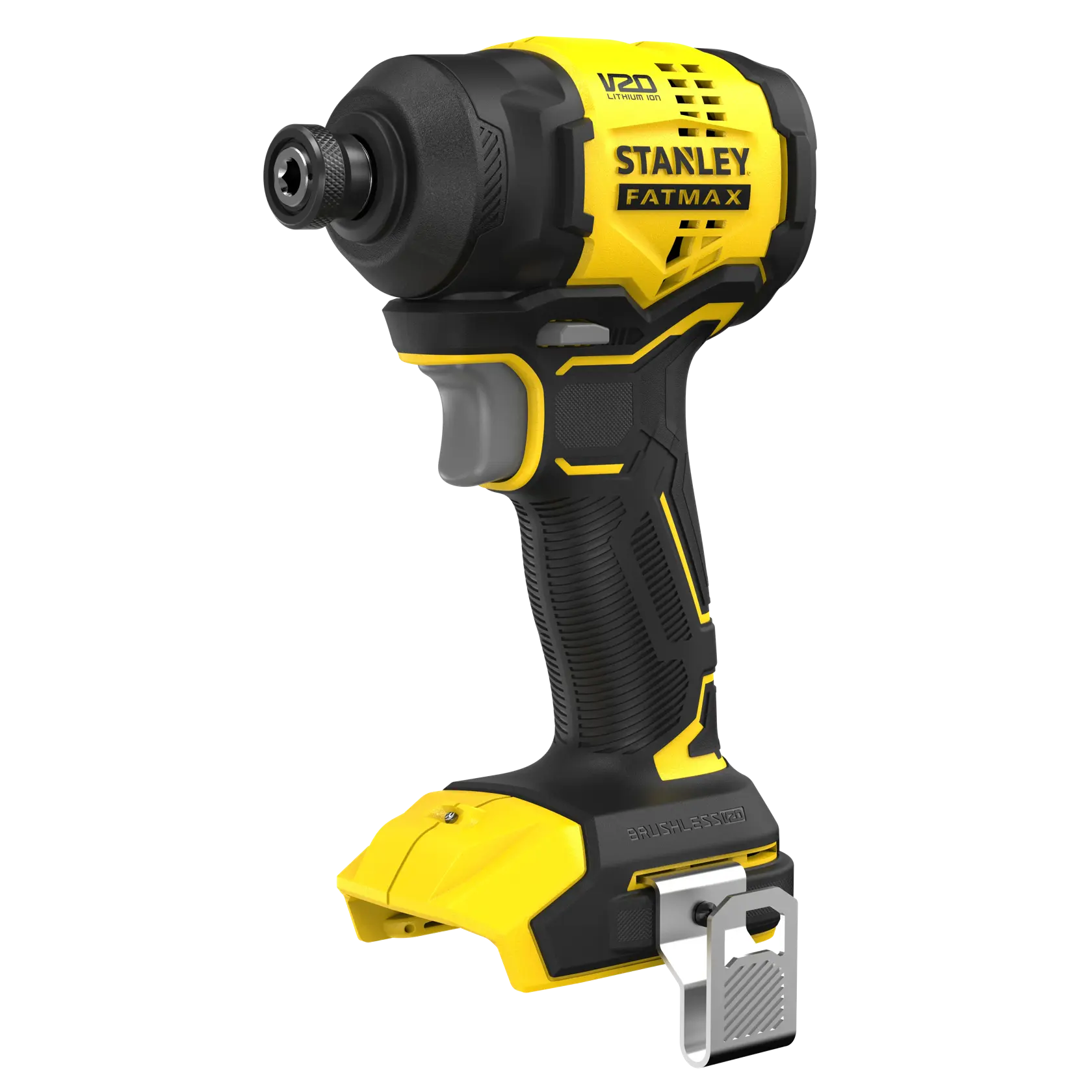 Clé à chocs STANLEY SFMCF811B-XJ jaune et noire, brushless, vue latérale sur fond blanc.