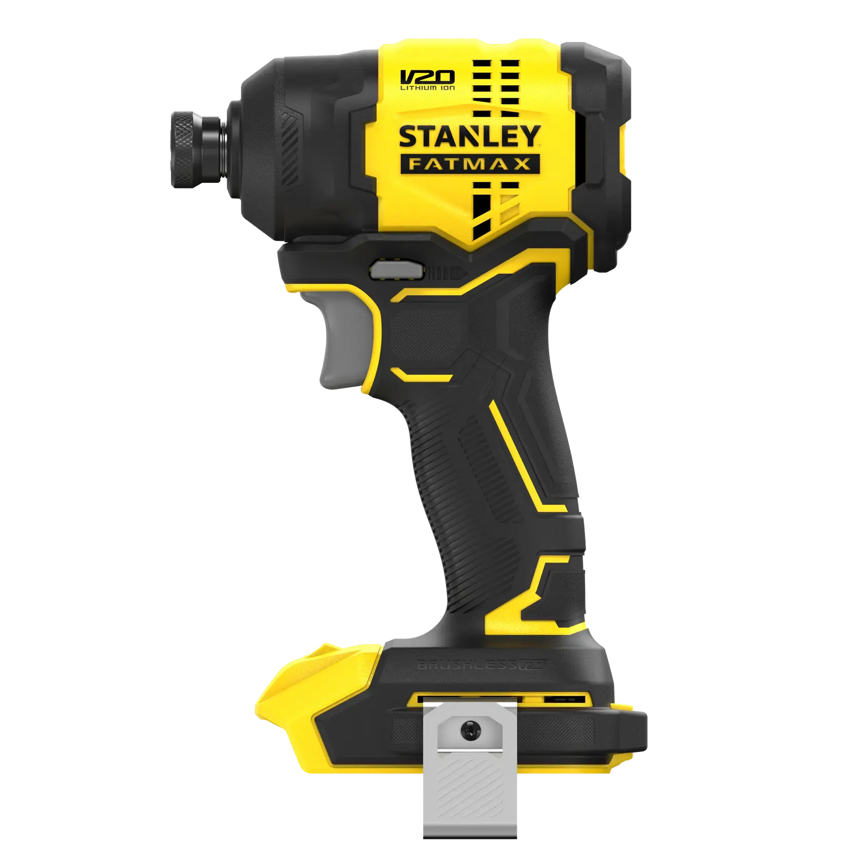 STANLEY SFMCF811B-XJ visseuse à chocs sans fil, noire et jaune, vue latérale sur fond blanc.