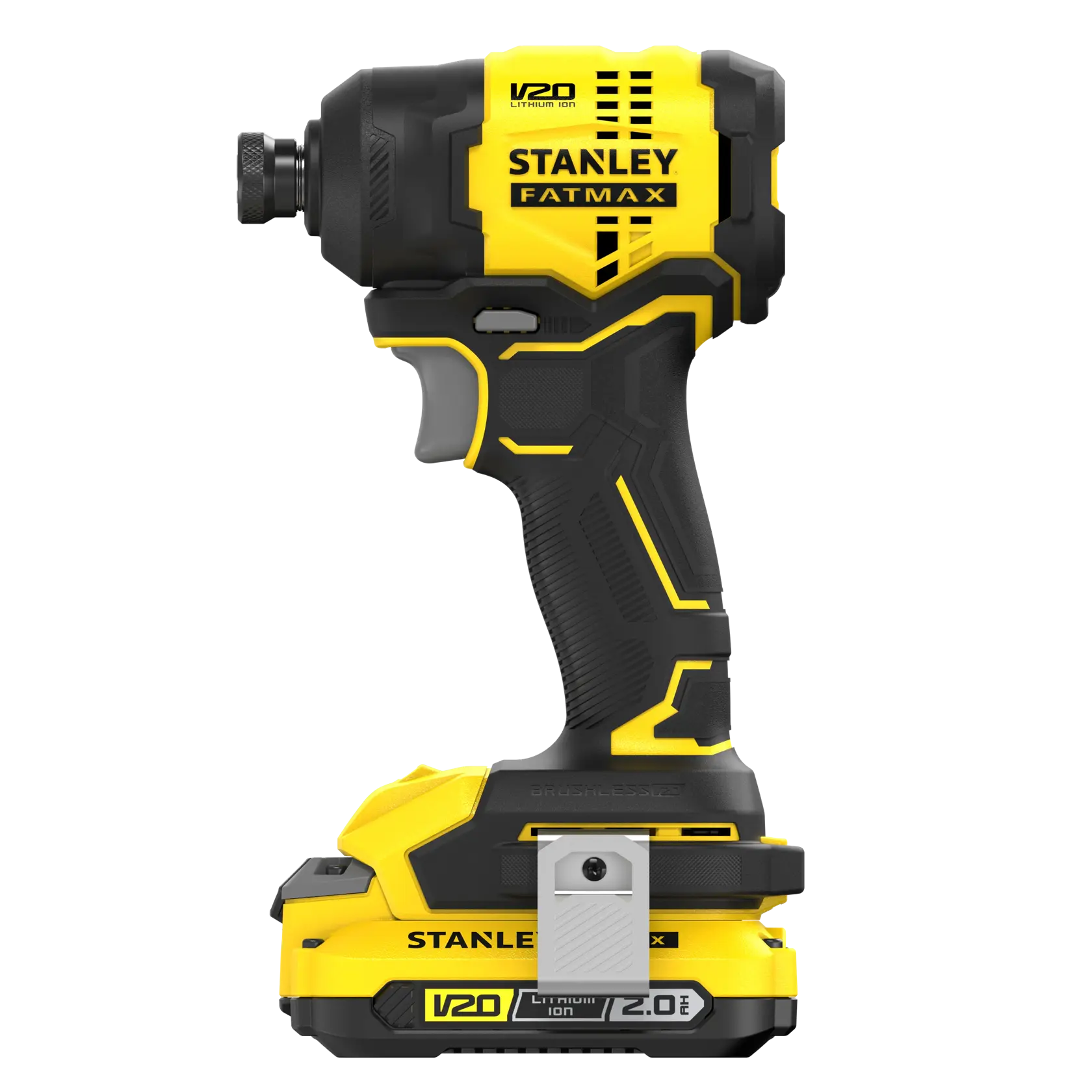 STANLEY SFMCF811D1T visseuse à chocs sans fil, jaune et noire, vue latérale sur fond blanc.