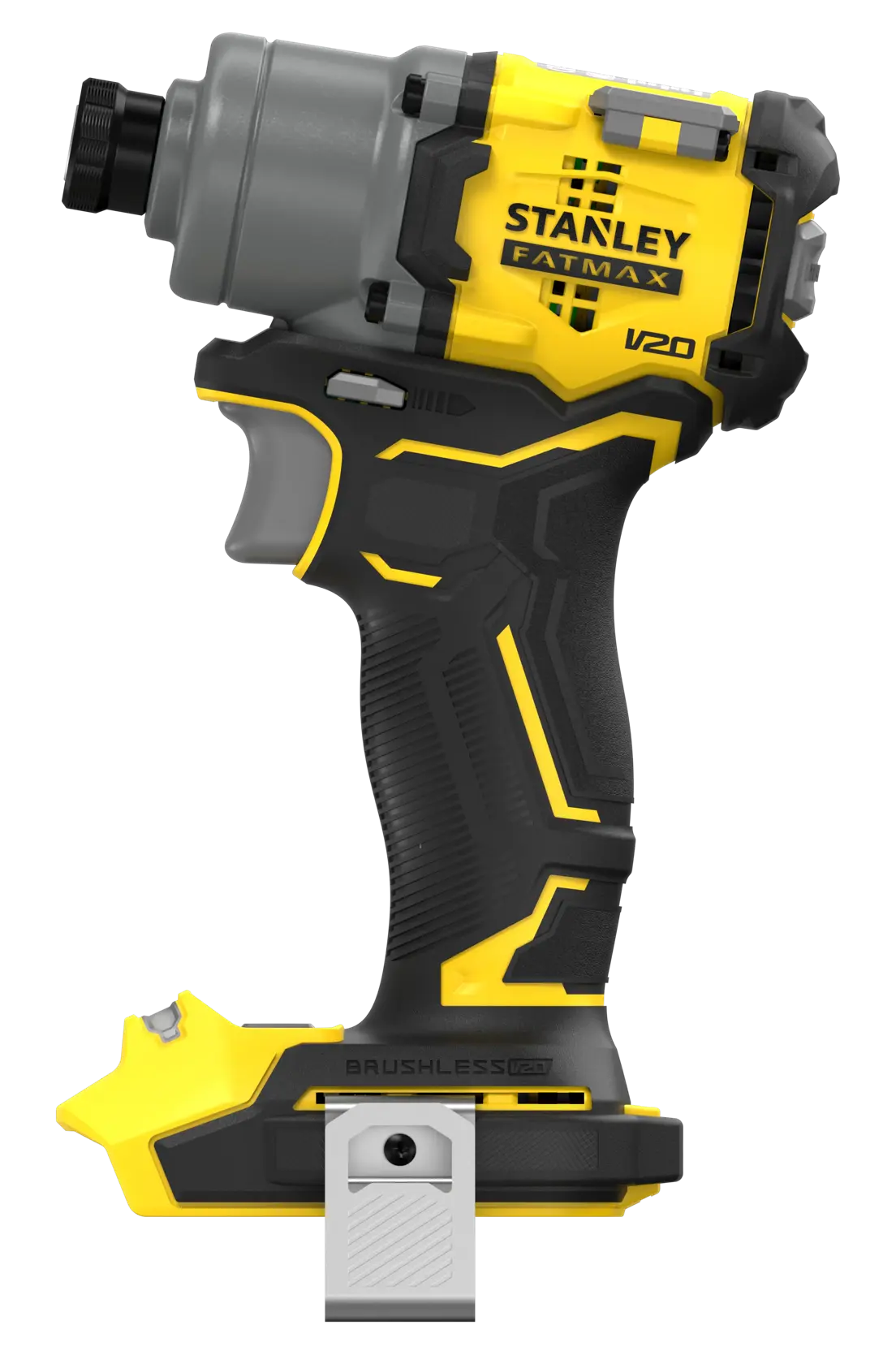 STANLEY SFMCF830B avvitatore brushless giallo e nero, angolo laterale su sfondo bianco.