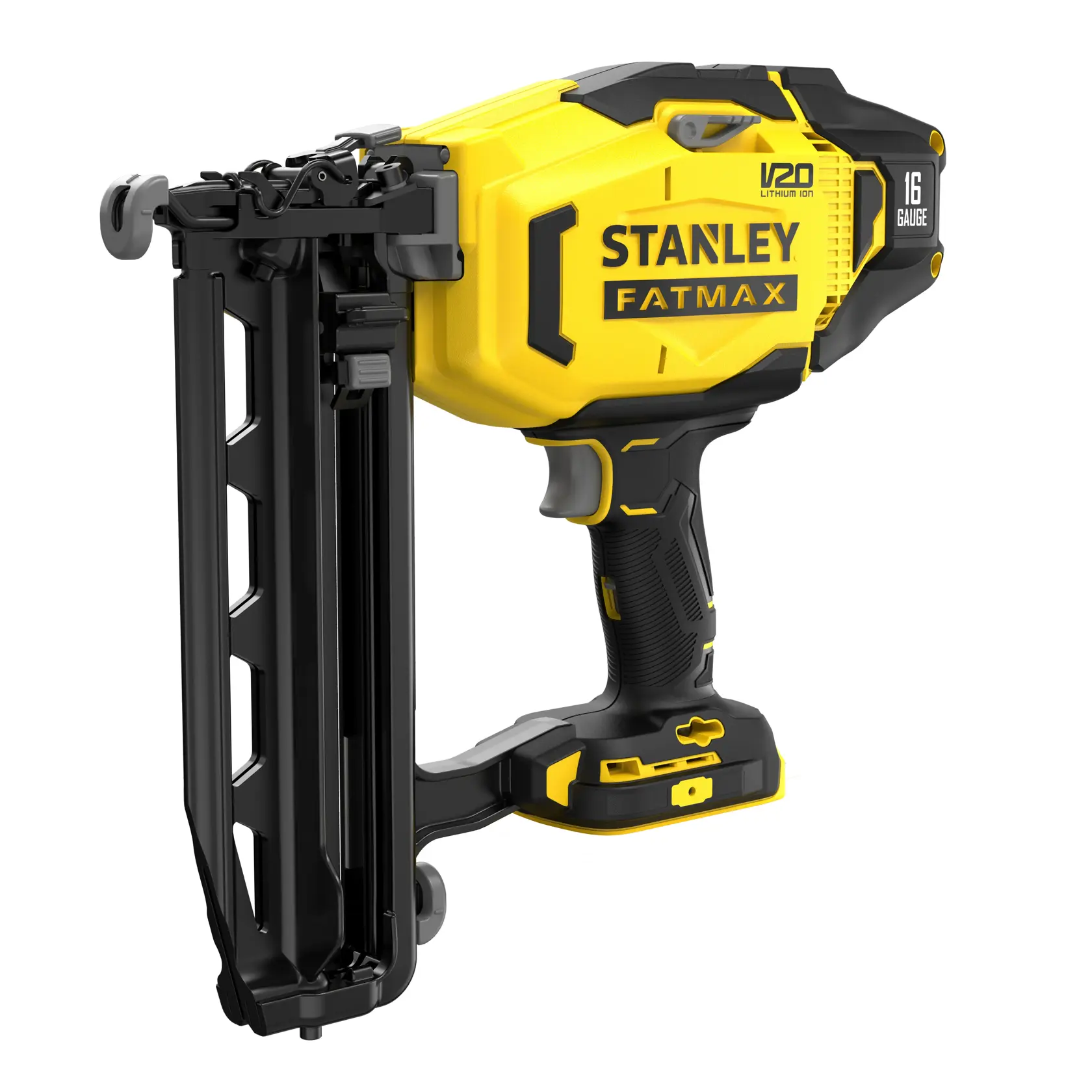 STANLEY SFMCN616B cloueur sans fil 16 g, jaune et noir, photo latérale sur fond blanc.