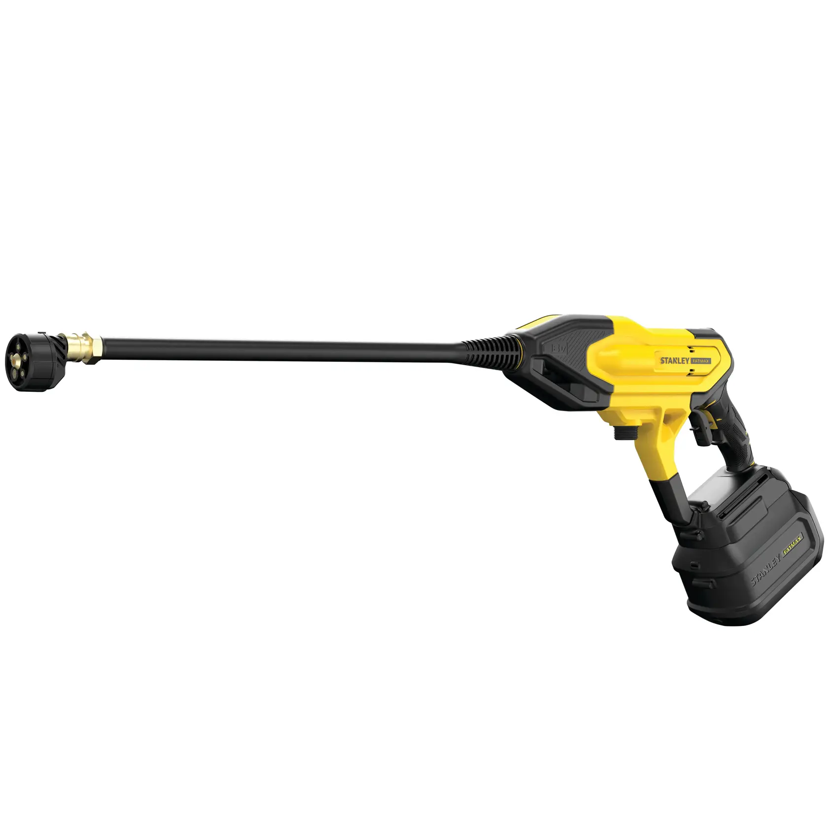 STANLEY SFMCPC93M1 idropulitrice in uso per pulire una panchina di legno all’aperto in giardino.