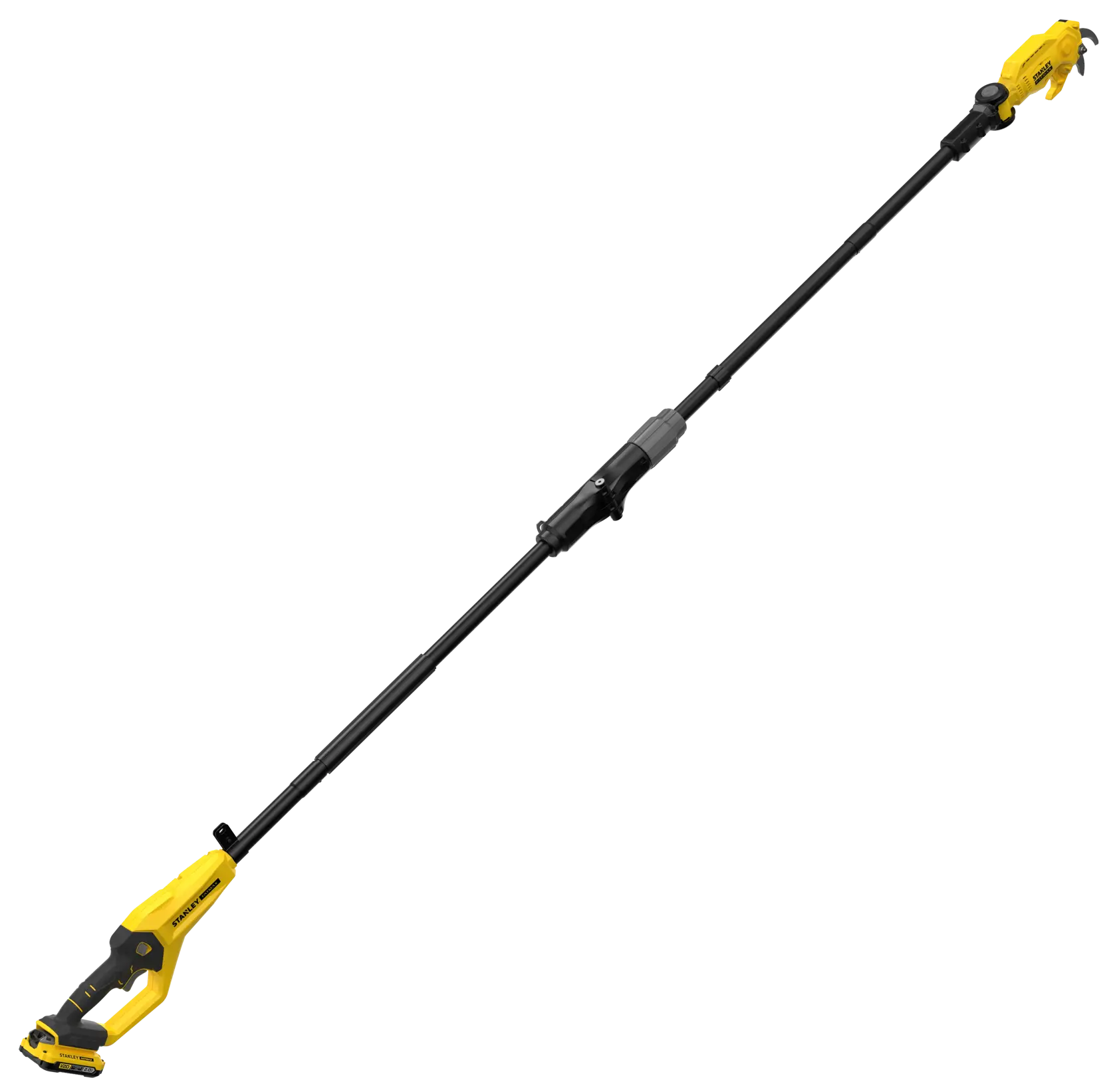 STANLEY SFMCPP632D1 potatore telescopico a batteria giallo e nero, vista laterale su sfondo bianco.