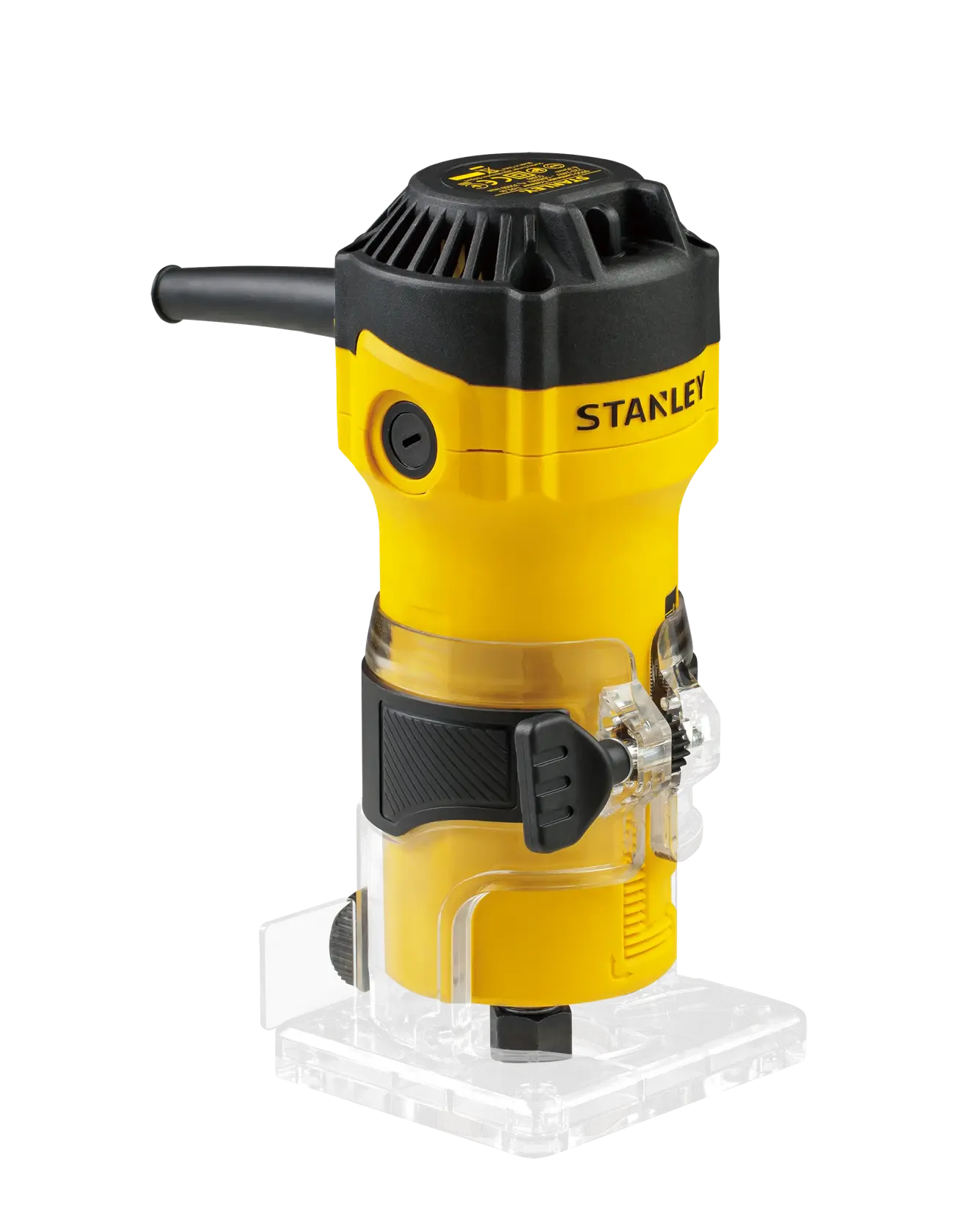Photo de la défonceuse manuelle compacte jaune et noire STANLEY ST55-B2 sur fond blanc.