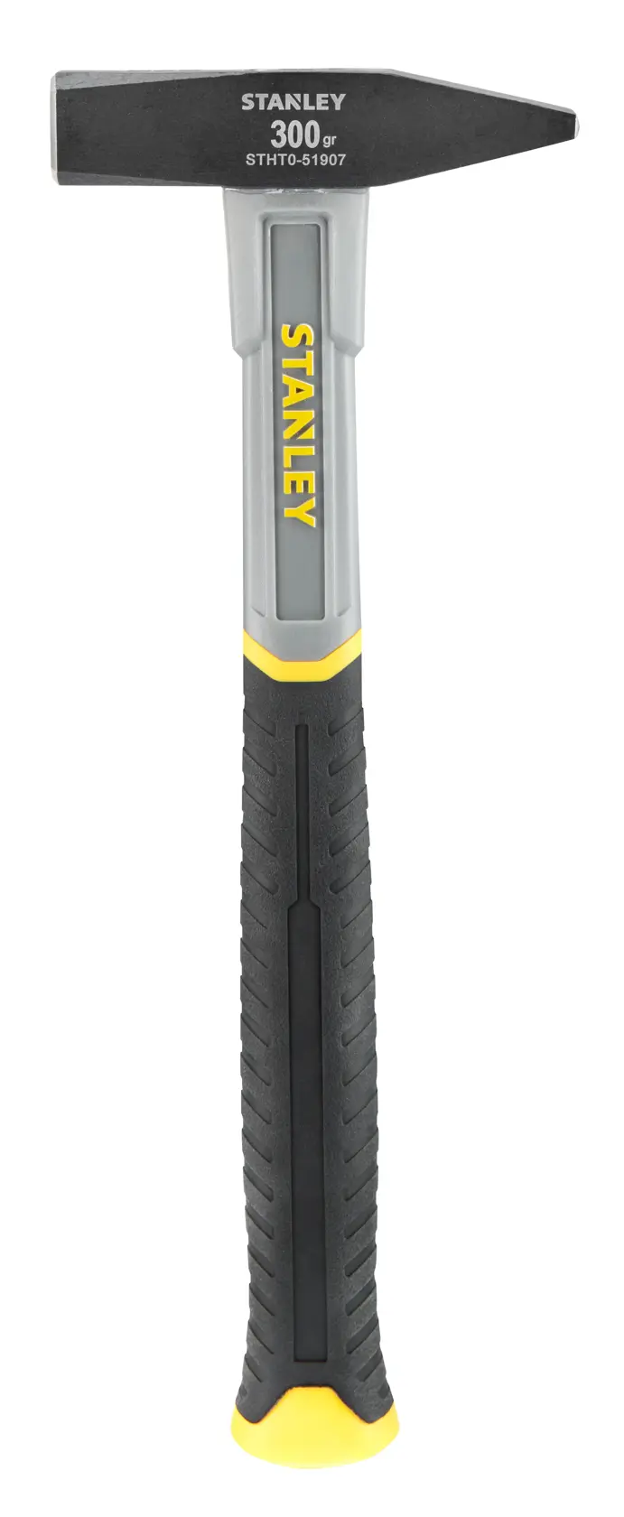 STANLEY STHT0-51907 Hammer mit schwarz-gelbem Griff, Frontansicht-Foto.