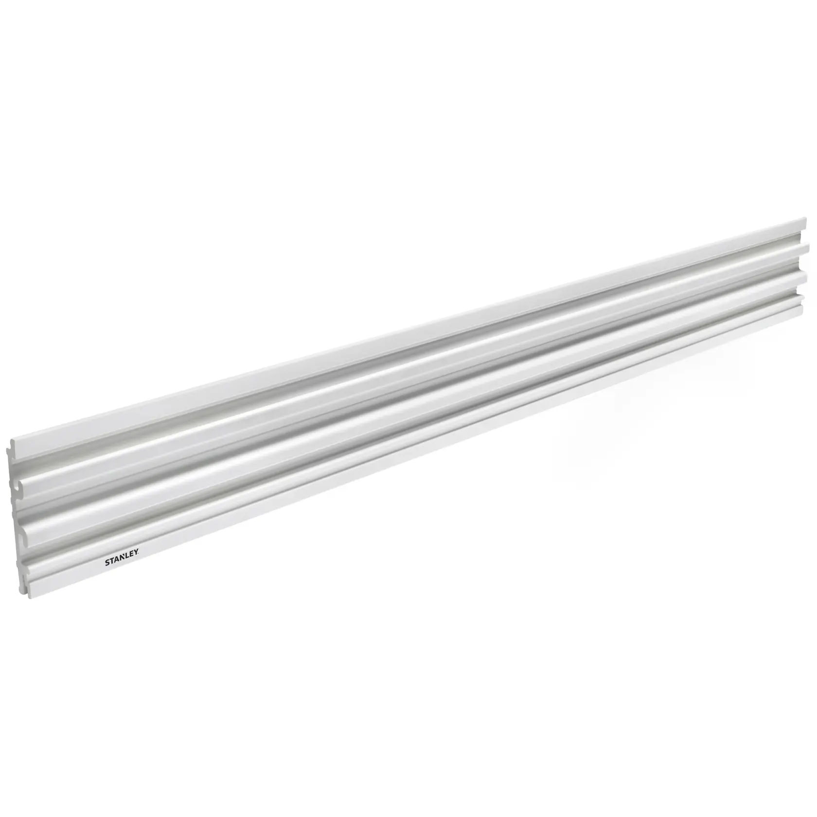 STANLEY STST82602-1 wall-mounted white storage rail, angled product photography on white background.